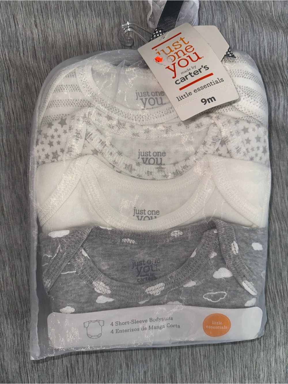 Carter's White & Gray Short-Sleeve Baby Bodysuit 4-Pack
